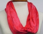 Infinity Scarf Hand Dyed in Bright Red and Hot Pinks 107