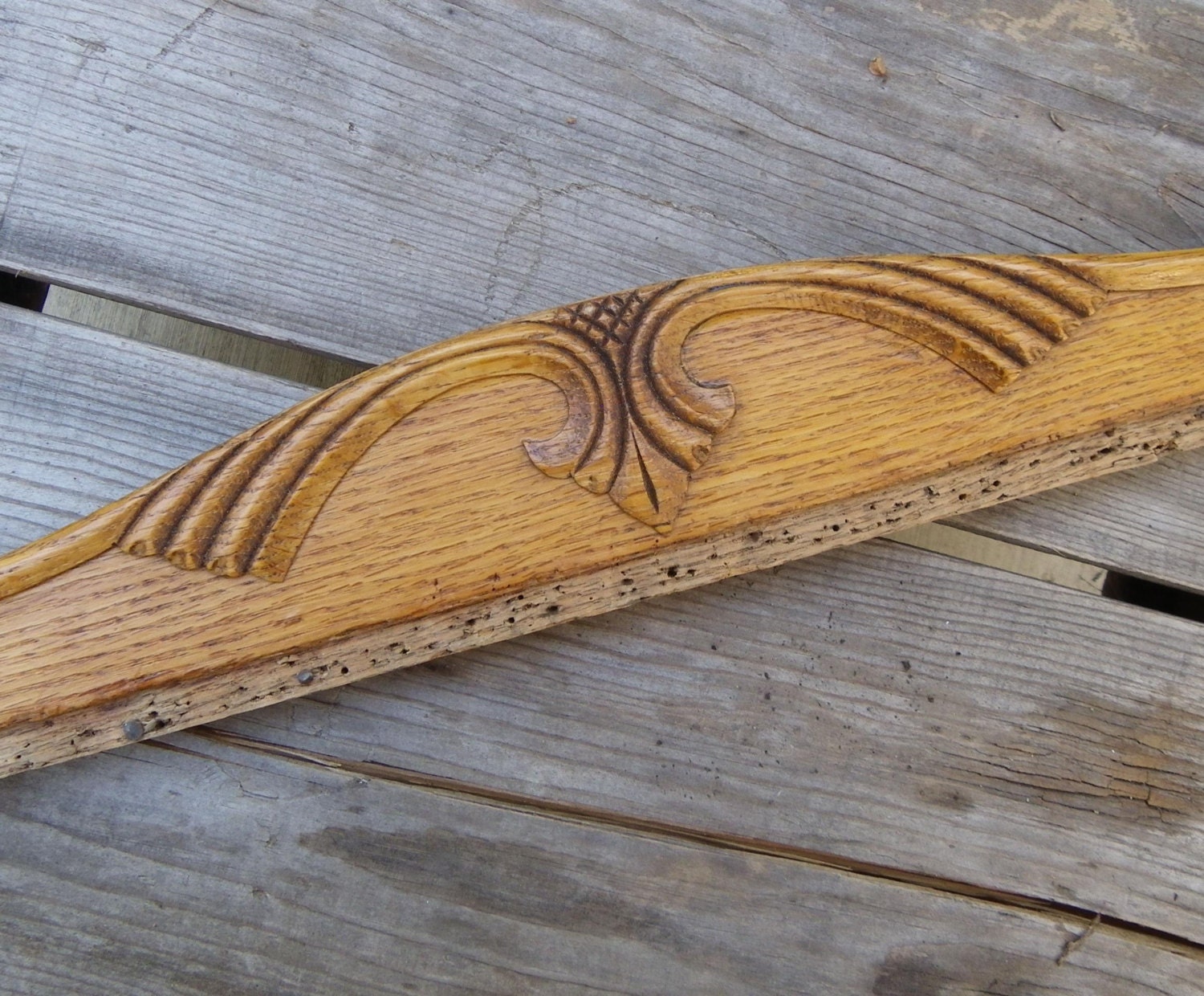 RECLAIMED CHAIR PART, 1920s Platform Rocker Trim, Solid Oak, Antique Salvage, Repurposing Piece