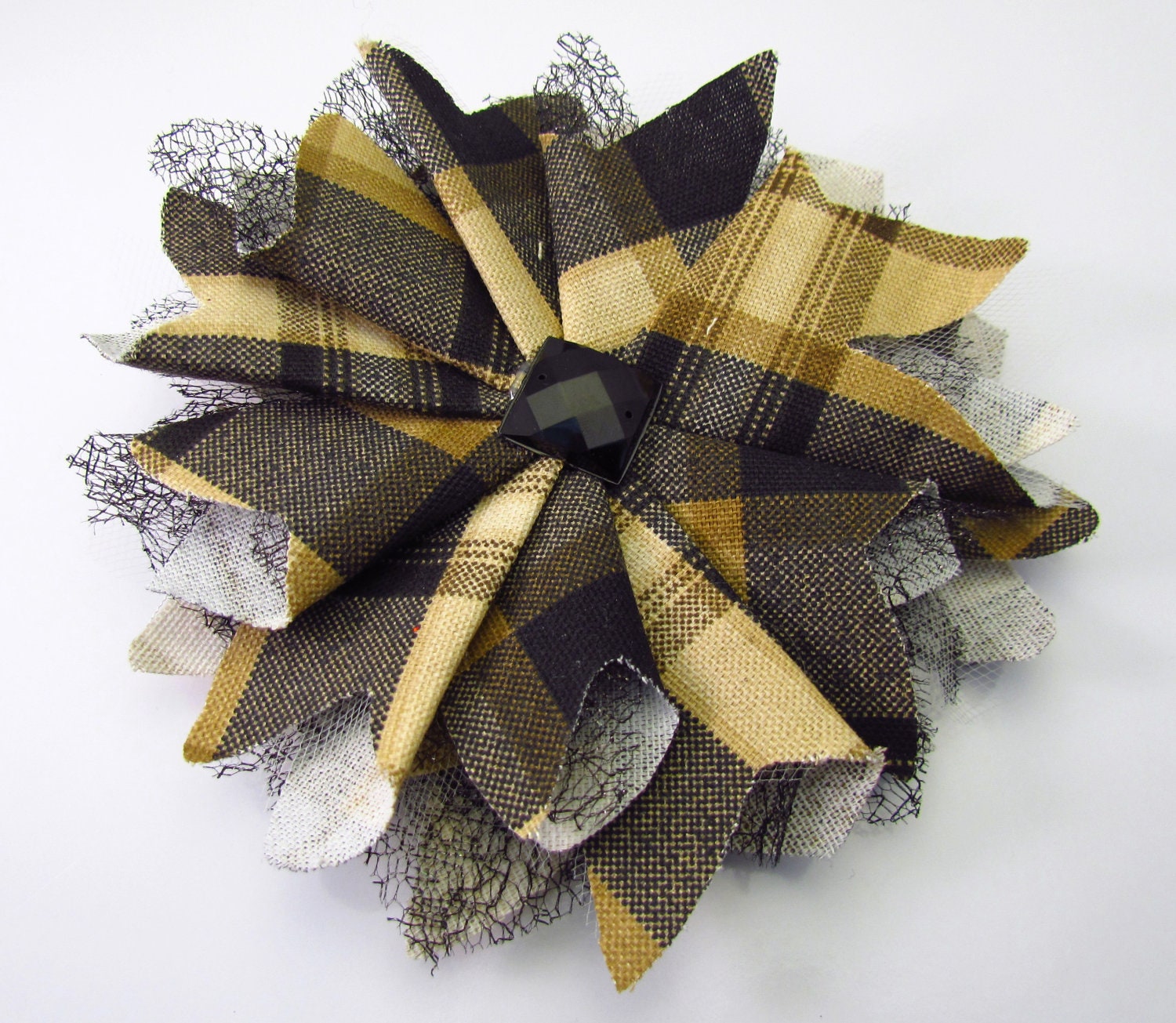 Black and Brown Patterned Large Floral Clip (Tiffany)