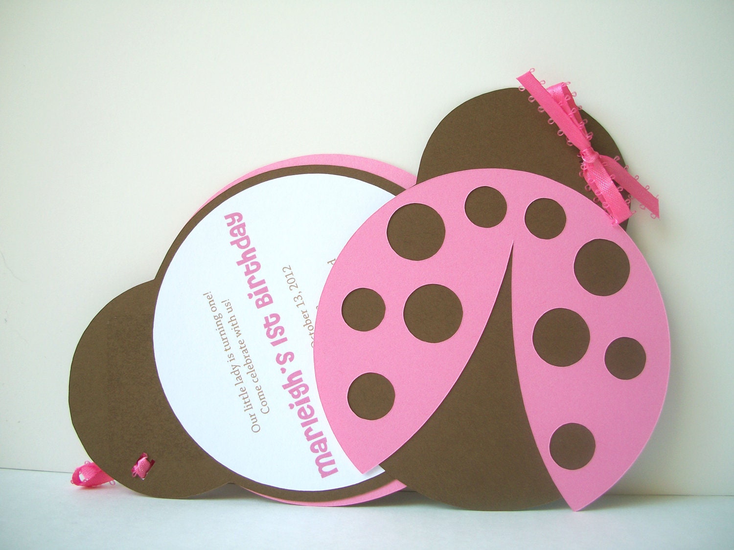 Little Lady Bug Invitation with Bow
