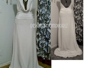 1920s Inspired Silk Crepe Gwendolyn V neckline plunge open back A-Line dropwaist Gala Opera Wedding Bridal gown Dress
