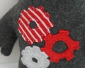 stuffed robot, grey stuffed creature, plush robot, toy robot, OOAK