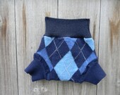 Upcycled Wool Soaker Cover Diaper Cover With Added Doubler LIL Man Argyle Blue SMALL 3-6M Kidsgogreen