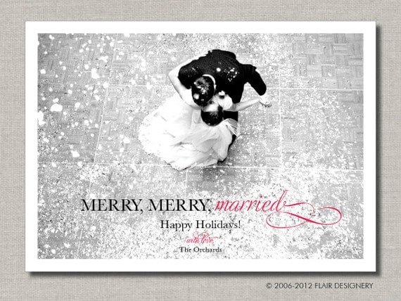 Merry Merry Married Wedding or Holiday Thank You Card - Set of 100 - by Flair Designery Il_570xn