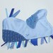 Blue WHALE Ribbon Tag Baby Blanket in Polka Dot Flannel and Minky Blankie Lovey Lovie Baby Gift