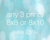Any three 8x8 or 8x10 photographs, custom photograph, home decor, nursery childrens wall art