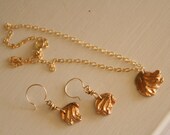 Fleur Bronze with Gold Fill Necklace and Earring Set