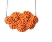 Fabric necklace yoyo bib statement piece in orange halloween jewelry - violasboutique