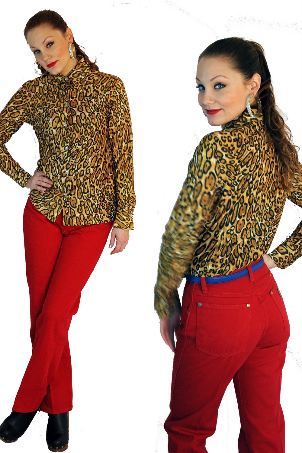 vintage 80s RED wrangler high waisted jeans