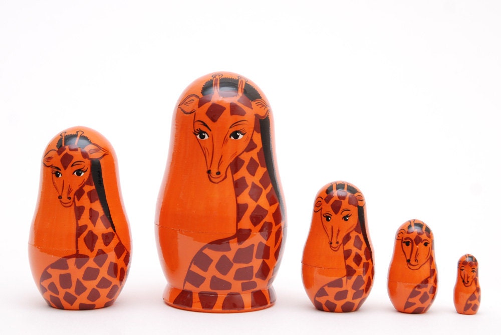 Giraffe Nesting doll stacking dolls matryoshka russian dolls set of 5 free shipping