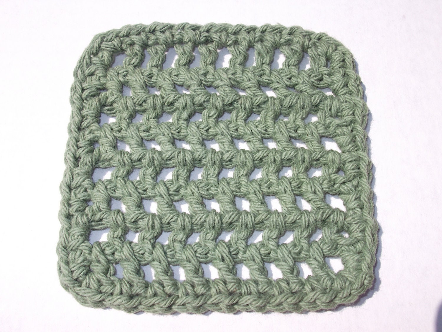 Crochet Mini Washcloth in Sage - Measures 4 x 4 inches