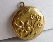 SALE Antique Repousse Flower Locket for Repair