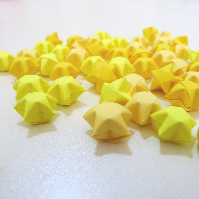 100 Yellow Summer Joy Origami Lucky Stars - custom order available