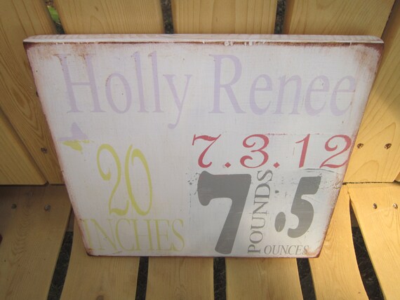Birth Announcement Hand Painted Distressed Sign