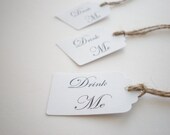 Drink Me Tags, Alice In Wonderland, Script Font, Choice Of Ribbon Colors Set Of 10