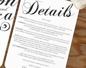 Black & White Vintage Wedding Information Card