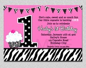 Zebra Cupcake Birthday Invitation Cupcake Birthday Invitation Printable Il_170x135