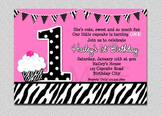 Zebra Cupcake Birthday Invitation Cupcake Birthday Invitation Printable Il_570xn