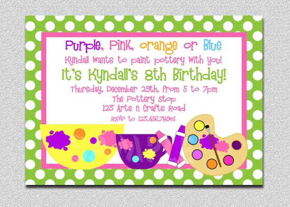 Arts and Crafts Birthday Party Invitation Pottery Birthday Party Invitations Painting Birthday Invitation Printable Boys or Girls Il_570xn