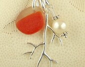 GENUINE Santa Cruz Sea Glass Necklace RARE Orange