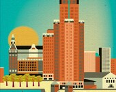 Milwaukee, Wisconsin Skyline  Poster Print - Wall Art for Home, Office, or Nursery Room -  style E8-O-MIL