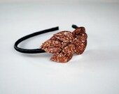bronze glitter flower leaf headband for women: gigi