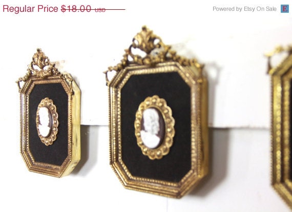 ON SALE set of 3 vintage victorian wall hangings