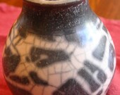 Naked Raku Jar in Black and Buff