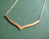 Wishbone chevron necklace in copper and brass