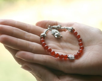 Good Luck Red Carnelian Buddha Fertility Bracelet Yoga Meditation
