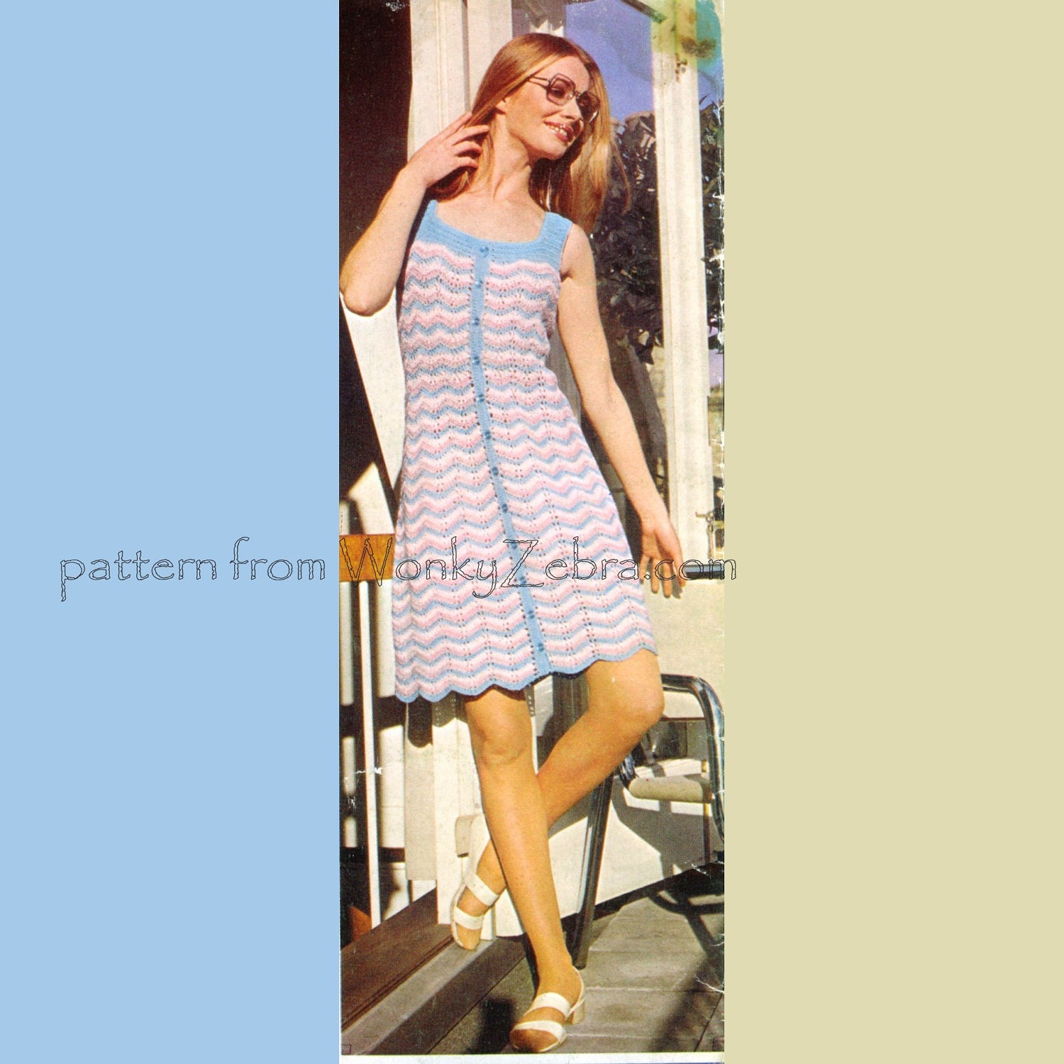Crochet Dress Pattern 158 PDF Ripple along Dress from WonkyZebra