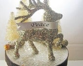 Glitter Deer Whimsical Handmade Christmas Decoration Tableau
