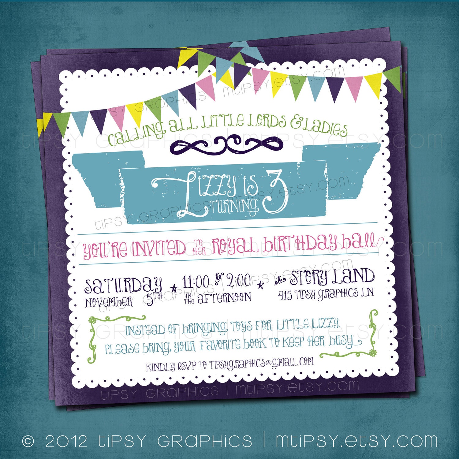 Storybook / Fairytale Stock the Library Shower / Birthday Party Invitation. Coordinating DIY Book Plate Design Included by Tipsy Graphics Il_570xn