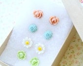 Pastel Flower Post Earrings GIFT SET Specially priced