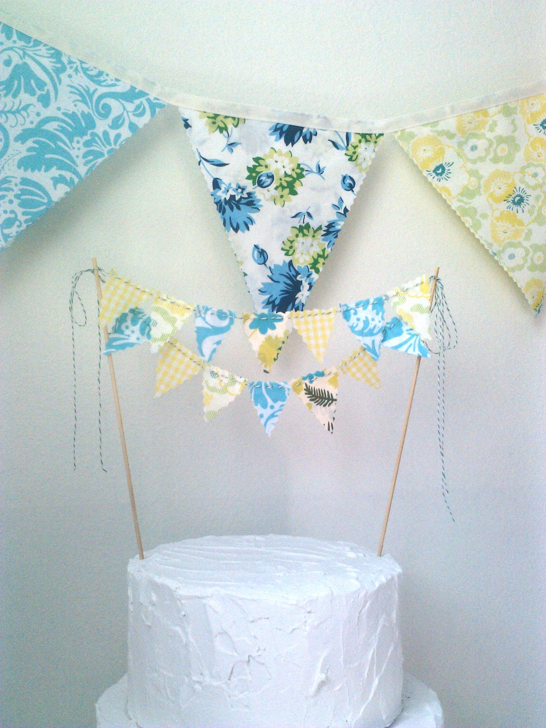Cake Bunting Yellow, Aqua and Green Spring Garden Fabrics Il_570xn