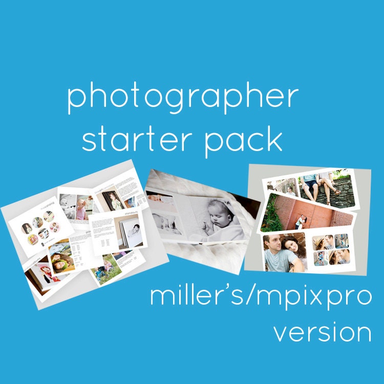 photographer starter pack for millers and mpixpro: studio catalog, rounded corner album template, and timeless album template