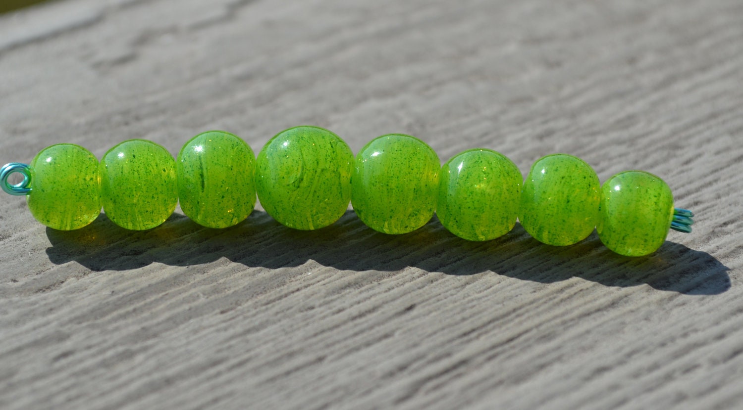 Green Apples-Set of 8 Lampwork glass beads -SRA-OOAK-Handmade-Free Shipping