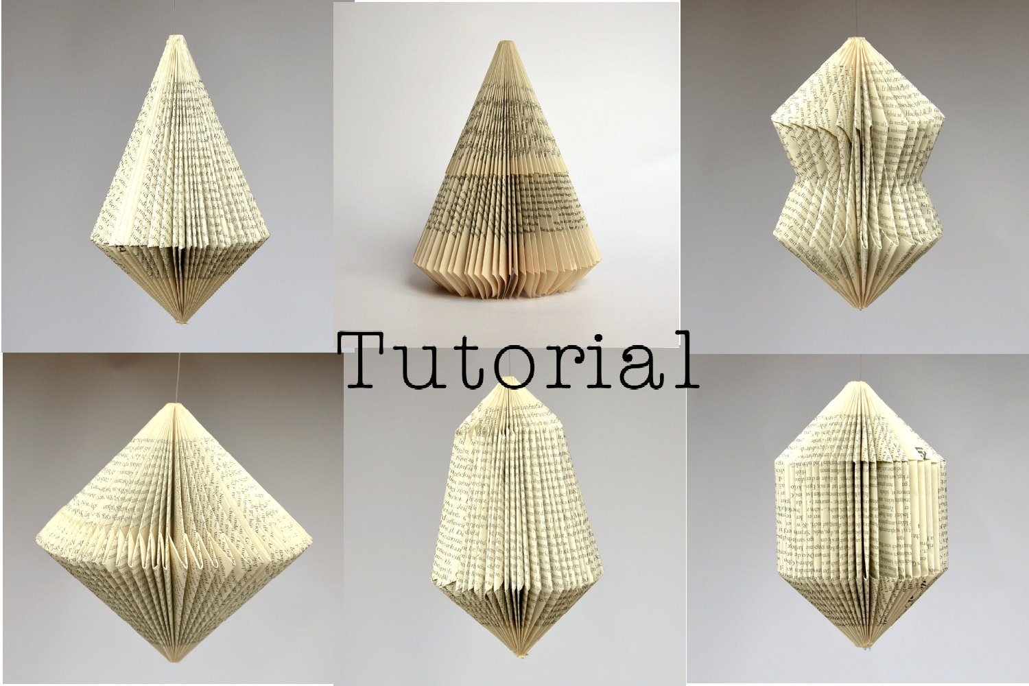 DIY Tutorial for folded Book Art - Patterns for 6 different Book sculptures: instant download
