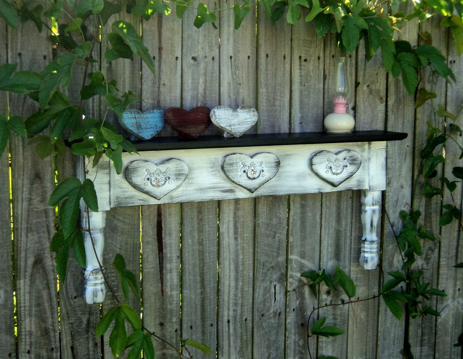 Primitive Sweetheart  Display Shelf, Country Heart Design, Farmhouse Style, You Choose Color