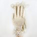 Vintage Crochet Lace Gloves in Ecru Flared Wrist Gauntlet Fishnet Bridal Wedding