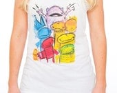 Womens Sheer White Jersey Two Sided Top Sing with Soul and from the Heart