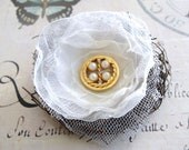 Birds nest organza and tulle hair flower
