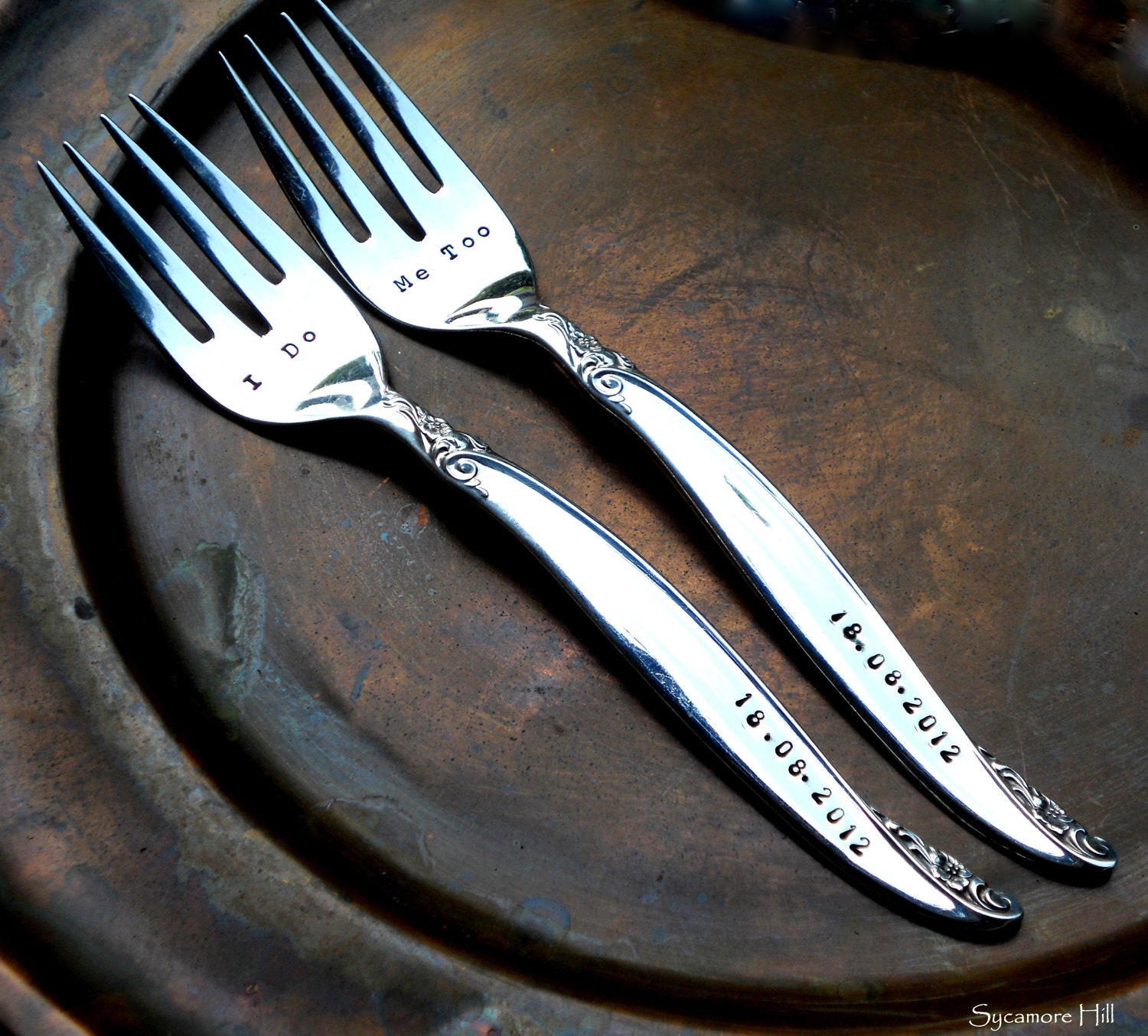 Custom DESSERT FORKS - Bridal Pair for Your Wedding Cake Cutting -  Handmade by Sycamore Hill