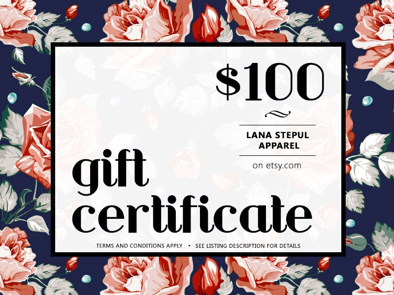 100 US Dollars Gift Certificate from Lana Stepul Apparel