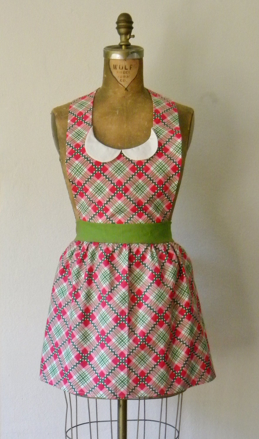 Womens Retro Gidget Full Apron Preppy Plaid