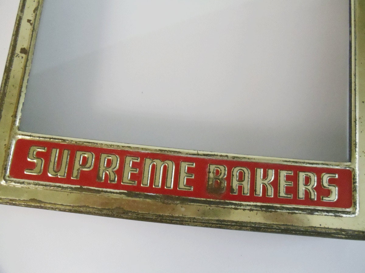 Antique Supreme Bakers Store Display Lid or Door - Tin with Glass Intact - Home Decor - Collectible