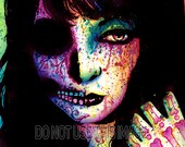 Fatal Romance- Day of the Dead Sugar Skull Pop Art Portrait Art Print By Carissa Rose 11x14