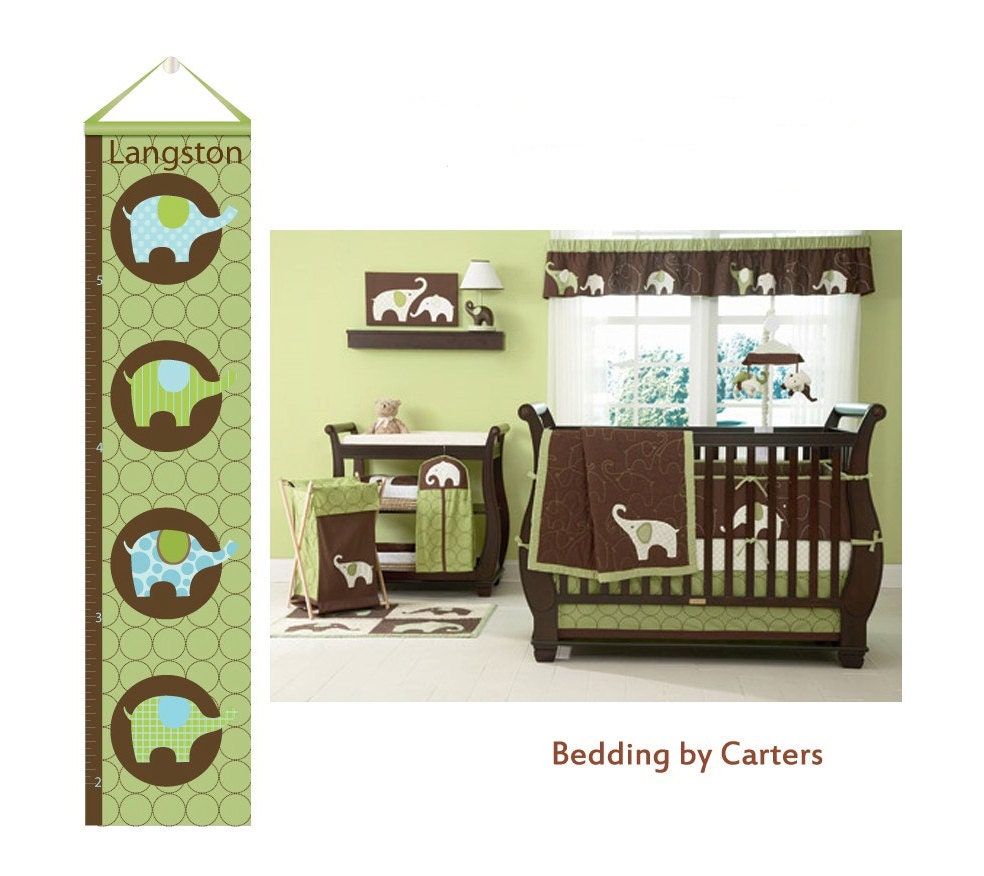 Personalized Canvas Elephant Growth Chart - Personalized Height Chart Elephant
