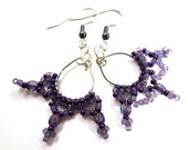 Unusual Purple Chandelier Earrings - MegansBeadedDesigns