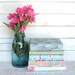 Vintage Books for your Wedding or shelf , Decorative Paper Covered Books Aqua, Coral, Pink, Green CUSTOMIZE Peacock Outdoor Floral